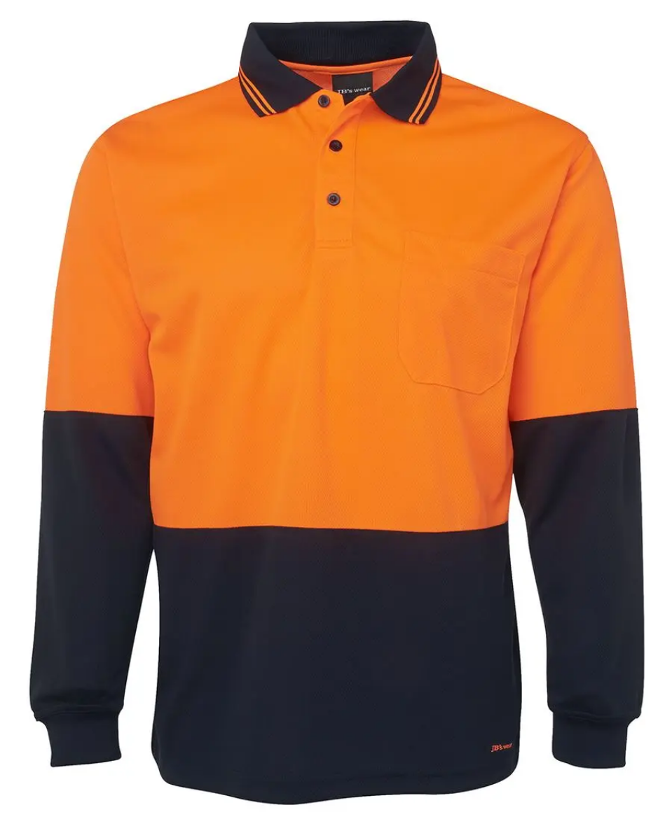 Picture of JB's Wear, HV L/S Traditional Polo- Orange Navy Size 8/9XL